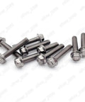 Premium Titanium Gr2 Hex Flange Head Bolts And Screws M4 M6 M8 M8 1.25 X 65mm Set Of 10 angled view on white background
