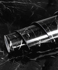 Rolled sheet of black marble peel and stick wallpaper for countertops self adhesive vinyl cover for kitchens DIY 15.8x78.8 inch