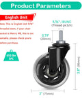 Dead Quiet 3 Inch Office Chair Casters With Standard 5/16 Thread Coarse Stem Smooth Ride Replacement Wheels showing size and specifications.