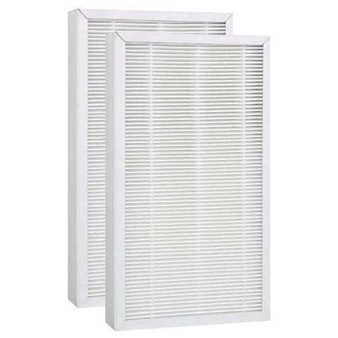 Two Allergen Reduction Replacement Filters For 3M Filtrete C01 T02 Room Air Purifier, H11 High Efficiency Filter in white frame.