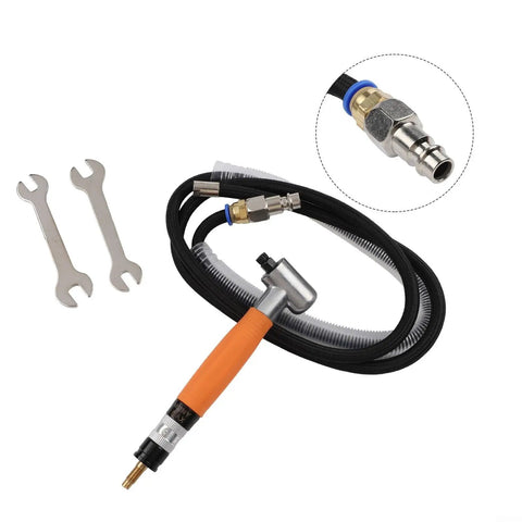 Top Shelf Pneumatic Die Grinder 90 Degree Angle Air Pencil Tool Heavy Duty Workhorse Built Tough For Deburring Engraving And Polishing Metal Wood Or Glass Smooth 70000 RPM Performance with air hose and wrenches