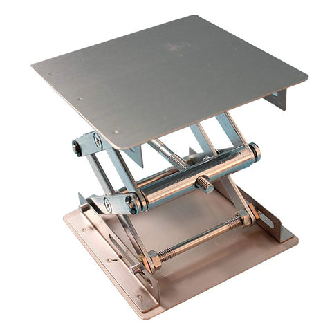 Stainless steel lab jack stand/table lift with 4x4 in top plate and scissor mechanism, Amazon brand