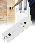 Two Pack White Doorbell Backplates For Video Doorbell Mounting Plate Replacement And Battery Cover shown with person installing