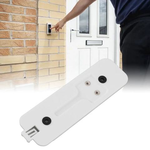 Two Pack White Doorbell Backplates For Video Doorbell Mounting Plate Replacement And Battery Cover shown with person installing