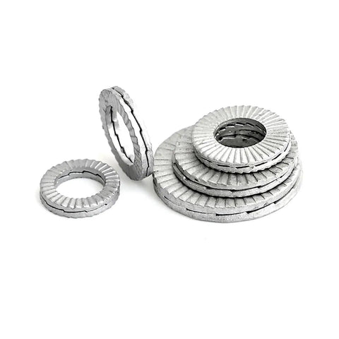 Double Layer Self Locking Washers Kit 77 Piece Set M3 To M18 In 304 Stainless Steel For Vibration Resistant Bolts DIN 25201, assorted washers