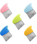 BokWin 5-piece stainless steel waffle fry cutter set with colorful plastic handles for kids