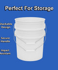5 Gallon Airtight Bucket With Gasket Lid, Food Grade BPA Free Plastic, Heavy Duty Multi Use Storage, Metal Handle With Grip, Stackable