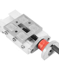 No Mess Around Z008M Mini Lathe Cross Slide Attachment with red knob and aluminum body for precision milling tasks.
