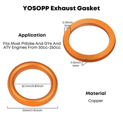 GY6 Exhaust Bolt Kit With Gasket For 50cc To 150cc Scooters ATVs Go Karts Moped Quad Dune Buggy And More Fits GMB139 Engine 50cc 70cc 90cc 110cc 125cc 150cc Taotao Sunl Coolster Jonway Roketa copper exhaust gasket 30mm