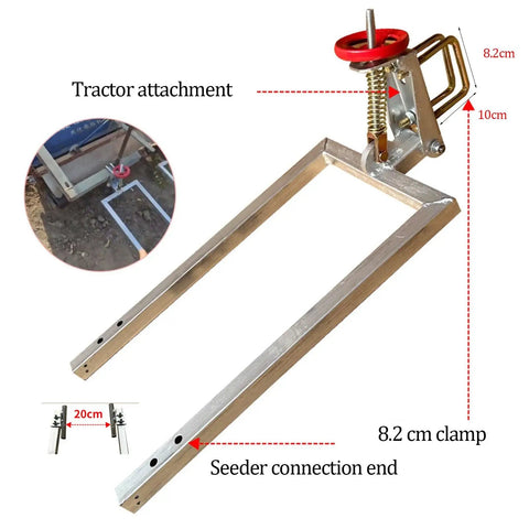 Tractor attachment part of 12 Nozzles Pull Behind Garden Seeder for Tractors with Adjustable Planting Stainless Steel
