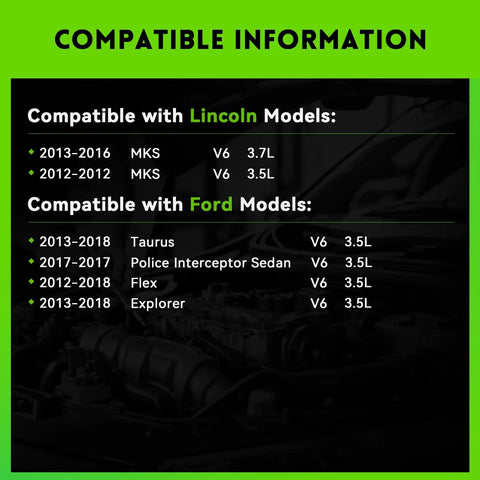 Compatibility chart for Beefed Up 175 Amp High Output Alternator Compatible With Ford Taurus 13-18 Explorer 12-18 Flex Lincoln MKS
