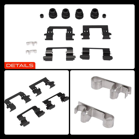 Front Side Disc Brake Hardware Kit For Nissan Sentra And Mazda Cx Fitting 2007 To 2024 Ensure Smooth Stops And Reliable Performance With This Essential Auto Part Solution, black and silver brake clips and boots set