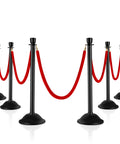 Stanchion Posts With Velvet Ropes Set Of 6 For Crowd Control Barriers No Fuss Setup Easy Connect Assembly Sand Stone Hollow Base