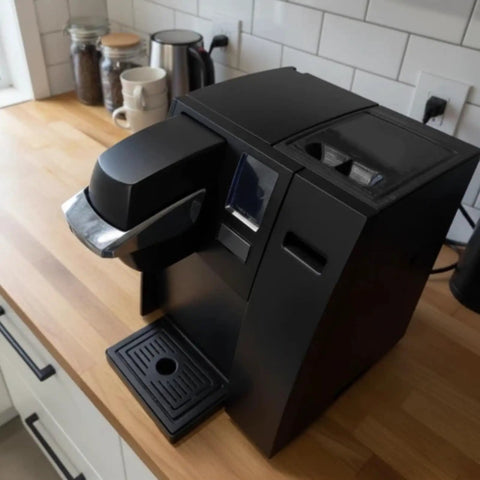 Replacement Water Reservoir Lid For K155 Coffee Maker, Easy Install Water Tank Cover, shown on countertop Keurig system