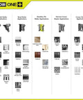 Chart of nailer applications including Cordless AirStrike 23-Gauge Pin Nailer, 18-Volt One Plus for trim, molding, cabinets.