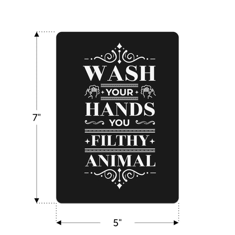 Custom Acrylic Sign 5x7 Inches For Indoor Use With Stand Personalized Logo And Text, black background with white 'Wash Your Hands' message.