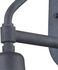 Close-up of Classic Outdoor Wall Sconce With One Bulb, Aged Zinc Finish showcasing mount and arm detail, sturdy construction.