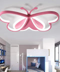 Dope Butterfly Dimmable LED Flush Mount Ceiling Light For Kids Room with Remote in pink, metal and acrylic fixture, room view