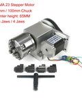Top Shelf Heavy Duty 4th Axis Rotary CNC Indexing Head With Smooth A Axis Action And 65mm Center Height For 80mm Or 100mm 3 Jaw 4 Jaw Chucks Knockout Milling Workhorse with NEMA 23 stepper motor.