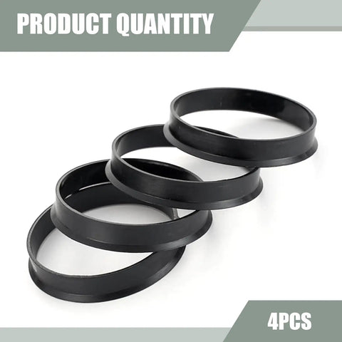 Set of four Heavy Duty Hub Centric Rings 2.87 Inch OD 2.36 Inch ID in black for small passenger cars.