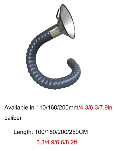 Super Flexible Welding Fume Extractor Arm With Full Three Hundred Sixty Degree Rotation Stays Put hose and nozzle view