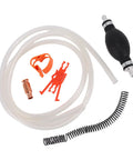 Reliable Manual Gasoline Transfer Pump With Durable Siphon Hose System tapered接口 components including a black hand pump and clear hose.
