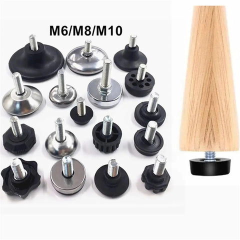 Sturdy Steel Furniture Legs With Anti Slip Base And Adjustable Leveling Feet For Tables Cabinets And Chairs M6 M8 M10 Four Pack Easy Install Quiet Floor Friendly