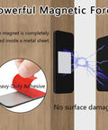 No Drill Magnetic Cabinet Door Catch With Ultra Strong Adhesive Mount Drawer Magnet Latch shown with powerful magnetic force