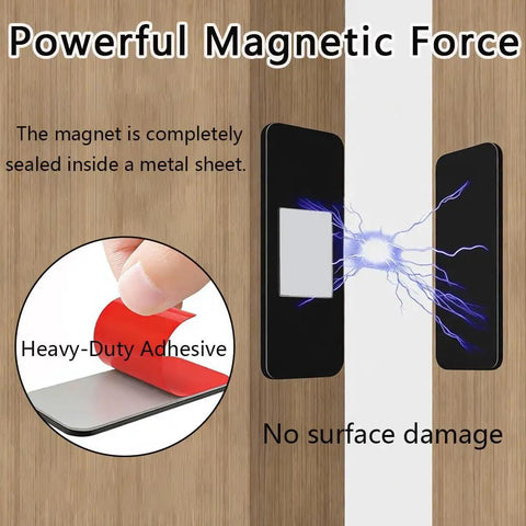 No Drill Magnetic Cabinet Door Catch With Ultra Strong Adhesive Mount Drawer Magnet Latch shown with powerful magnetic force