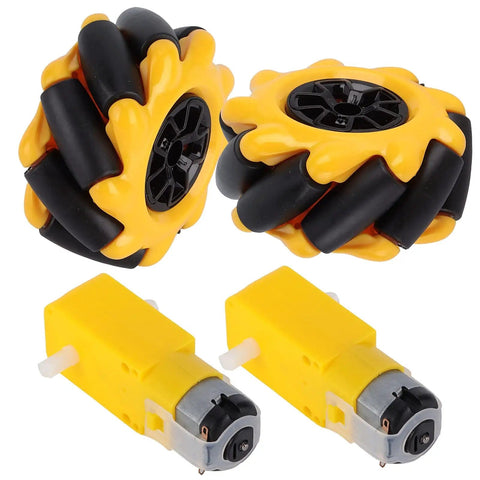 Omnidirectional Mecanum Wheel Set For TT Geared Motor Robots With ABS Core And High Grip Rubber Coating Left And Right Wheels