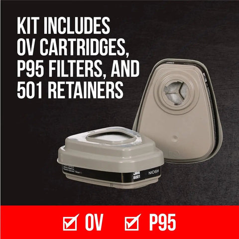 Lightweight Reusable Respirator With Organic Vapor Cartridge And P95 Filters, Medium Size, NIOSH Approved, Flexible Thermoplastic Face Seal For All Day Comfort, Pro Grade Gear For Paint Projects And Solvent Fumes