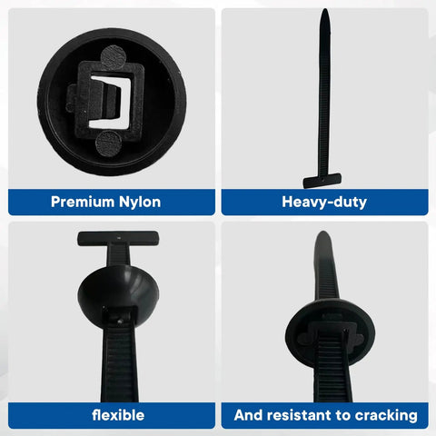 100 Pack Nylon Cable Tie Buckles Heavy Duty Snap Fit Zip Ties With Button Lock UV Resistant for automotive and home use
