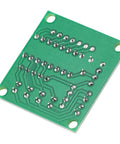 Back view of green ULN2003 driver board for 28BYJ-48 5V stepper motor; four mounting holes visible.