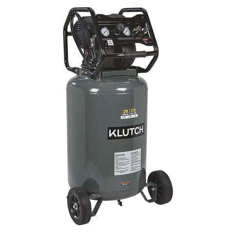 29 Gallon Portable Air Compressor With 2.5 HP Motor, 120 Volt Power, 175 PSI Max, on wheels, ideal for automotive and construction use