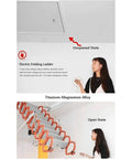 Effortless Reach Up Without The Hassle Solid Titanium Build Retractable Electric Attic Ladder Space Saving Telescoping Loft Staircase Heavy Duty Folding Access For Crawl Spaces 80X120 Cm in opened state, showcasing the titanium-magnesium alloy design.