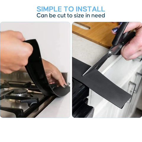 Silicone Stove Gap Cover 2 Pack 25 Inch Heat Resistant Gap Filler Seals Spills installation demonstration.