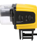 Dead Simple Automatic Fish Feeder With Battery Powered Digital Timer And Sleek LCD Panel for easy aquarium feeding setup.