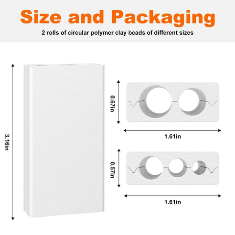 Dimensions of the Round Shape Polymer Clay Bead Roller for DIY Jewelry, Two Pack with varying bead sizes
