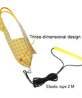 Bird Diaper Harness Flight Suit With 80 Inch Flying Leash For Parrots And Small Birds Includes A Cotton Pad S Size Yellow Checks Ideal For Cockatiel Conure Sun Conure Pet Birds, showing three-dimensional design and elastic rope.