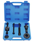 Heavy Duty Carbon Steel Power Steering Pump Pulley Removal Tool Set in blue case, includes bolts and accessories for easy installation.