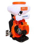 Gas Powered Backpack Sprayer 14L 2-Stroke Motor With 7500 RPM, detachable design, white tank and orange motor