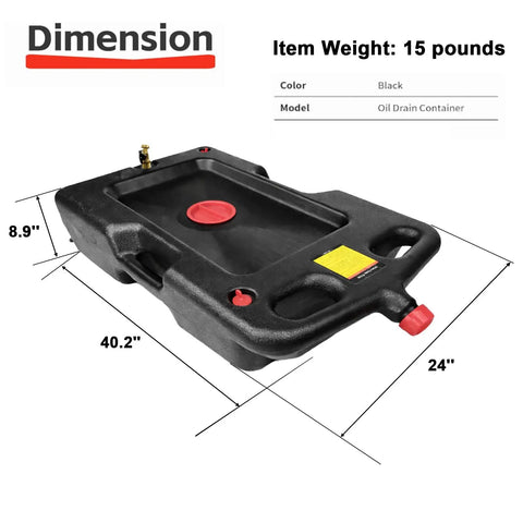 15 Gallon Low Profile Oil Drain Pan For Easy Oil Change 58 Quart Capacity Heavy Duty Automotive Drain Container dimensions
