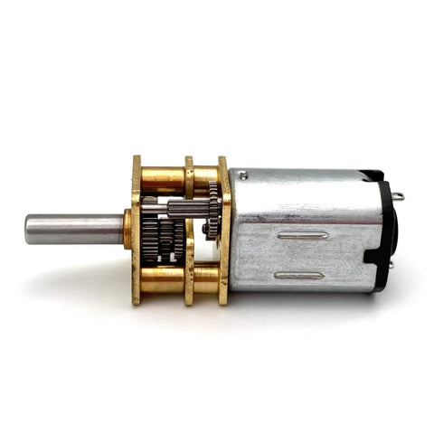 Rock Solid DC 12V Micro Speed Gear Motor With N20 Mini Metal Electric Reducer, showing side view with gears and metal housing.