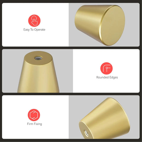 Five Pack Gold Knobs Brushed Brass Round Cabinet Pulls For Kitchen Cabinets Dope Small Drawer Hardware Easy Install With One Inch And One And Three Quarter Inch Screws Height One And One Eighth Inches Diameter Fifteen Sixteenths Inches