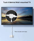 Rotating Flat Plug 3ft Extension Cord With Three AC Outlets, Low Profile Swivel Wall Plug, ETL Listed, White, Built For Tight Spaces And Busy Desks For Daily Use, No Fuss, behind wall-mounted TV