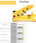 Close-up of yellow two pack universal cable wire stripper cutter tool for flat or round cables UTP Cat5 Cat6 and coaxial coax stripping tool.