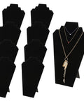 Nine Piece Black Velvet Necklace Display Set, 12.5 Inch Tall Easel Jewelry Stand Organizer For Pendants And Chains, Nine Stand Display