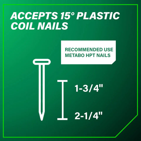 Pro Siding And Light Framing Coil Nailer For 16 Degree Wire Nails And 15 Degree Plastic Nails diagram of 15° plastic coil nails