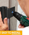 Person installing Heavy Duty 3 Inch Door Reinforcement Lock With 8 Screw Mounts That Withstands 800 Lbs Of Force Childproof Night Lock