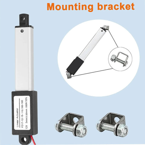 Mini 12V Linear Actuator With 2 Inch Stroke, 180N Waterproof Micro Electric Actuator, mounting bracket, and screws visible
